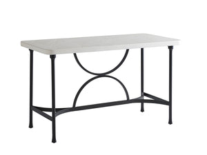 Lexington Tommy Bahama Outdoor 3910-873 Elegant High/Low Bistro Table With Durable Limestone-style Top & Sophisticated Design Graphite Wood 3910-873
