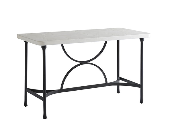 Lexington Tommy Bahama Outdoor 3910-873 Elegant High/Low Bistro Table With Durable Limestone-style Top & Sophisticated Design Graphite Wood 3910-873