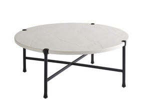 Lexington Tommy Bahama Outdoor 3910-943 Pavlova Round Cocktail Table - Elegant Graphite Frame With Limestone-style Top For Modern Spaces Graphite Wood 3910-943