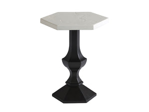 Lexington Tommy Bahama Outdoor 3910-952 Pavlova Accent Table - Elegant Modern Design With Graphite Finish And Limestone Look Top Graphite Wood 3910-952