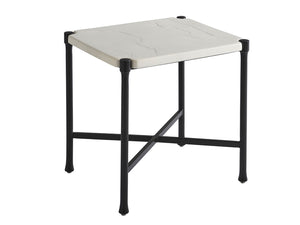 Lexington Tommy Bahama Outdoor 3910-953 Elegant Rectangular End Table With Graphite Finish And Honed Limestone Top For Modern Homes Graphite Wood 3910-953