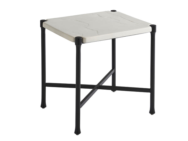 Lexington Tommy Bahama Outdoor 3910-953 Elegant Rectangular End Table With Graphite Finish And Honed Limestone Top For Modern Homes Graphite Wood 3910-953