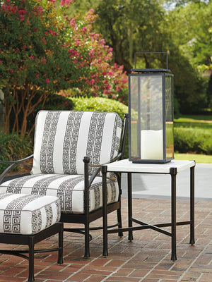 Lexington Tommy Bahama Outdoor 3910-953 Elegant Rectangular End Table With Graphite Finish And Honed Limestone Top For Modern Homes Graphite Wood 3910-953
