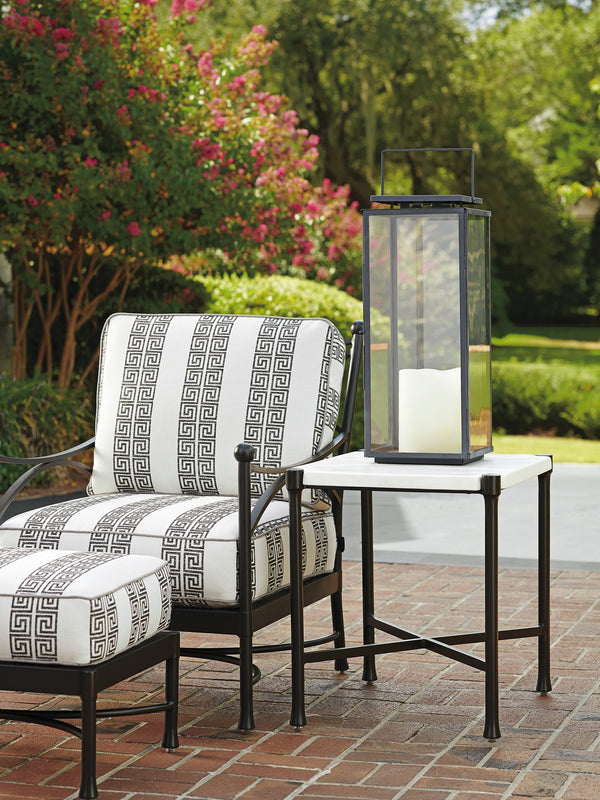 Lexington Tommy Bahama Outdoor 3910-953 Elegant Rectangular End Table With Graphite Finish And Honed Limestone Top For Modern Homes Graphite Wood 3910-953