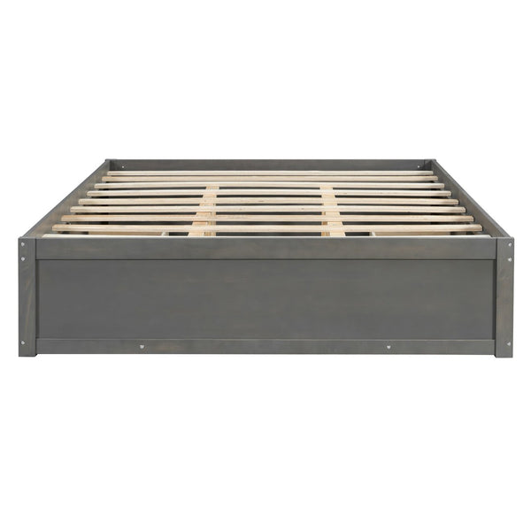English Elm Queen Platform Storage Bed with Hydraulic Lift Footboard and Four Drawers Antique Finish Gray LP000139AAE