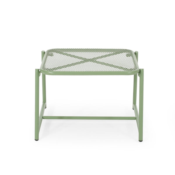 English Elm Kincaid Outdoor Iron Mesh Conversation Set Rust Resistant Patio Chairs with Side Table Matte Green N775P392159G
