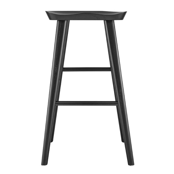 Eurostyle Vieno Bar Stool - Contemporary Solid Elm Wood Design For Minimalist Interior Aesthetic And Comfort Black Solid Elm Wood 39110-blk