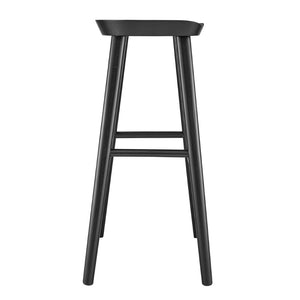 Eurostyle Vieno Bar Stool - Contemporary Solid Elm Wood Design For Minimalist Interior Aesthetic And Comfort Black Solid Elm Wood 39110-blk