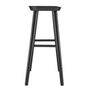 EuroStyle Vieno Solid Elm Wood Bar Stool FSC Certified Organic Minimalist Kitchen Island Seating Black 39110-BLK