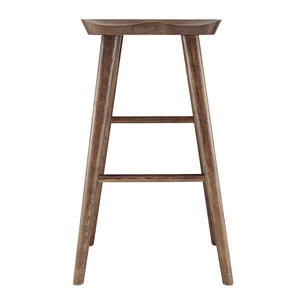 Eurostyle Vieno Bar Stool - Contemporary Solid Elm Wood Design For Minimalist Interior Aesthetic And Comfort Walnut Solid Elm Wood 39110-wal