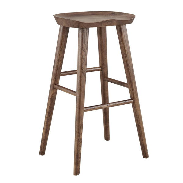Eurostyle Vieno Bar Stool - Contemporary Solid Elm Wood Design For Minimalist Interior Aesthetic And Comfort Walnut Solid Elm Wood 39110-wal