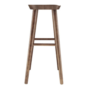 Eurostyle Vieno Bar Stool - Contemporary Solid Elm Wood Design For Minimalist Interior Aesthetic And Comfort Walnut Solid Elm Wood 39110-wal