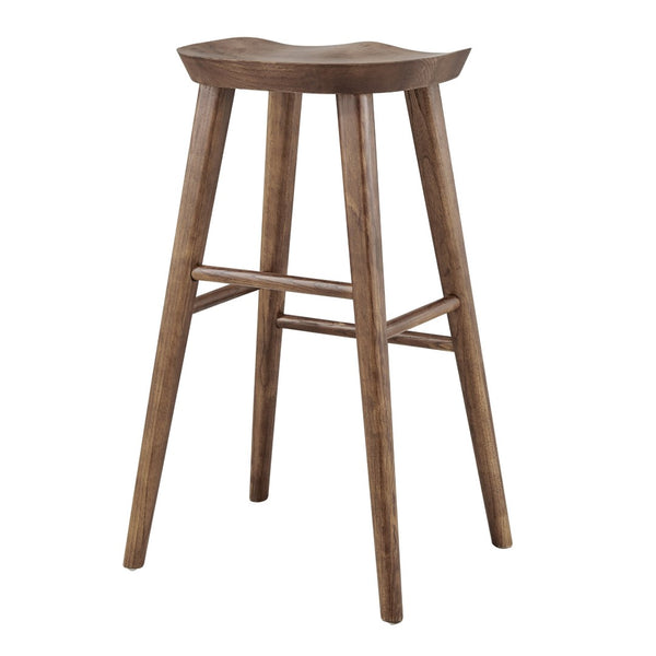 Eurostyle Vieno Bar Stool - Contemporary Solid Elm Wood Design For Minimalist Interior Aesthetic And Comfort Walnut Solid Elm Wood 39110-wal