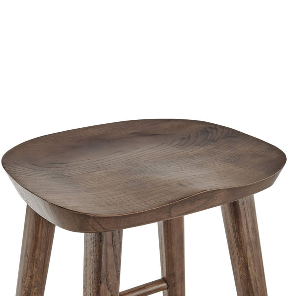 Eurostyle Vieno Bar Stool - Contemporary Solid Elm Wood Design For Minimalist Interior Aesthetic And Comfort Walnut Solid Elm Wood 39110-wal