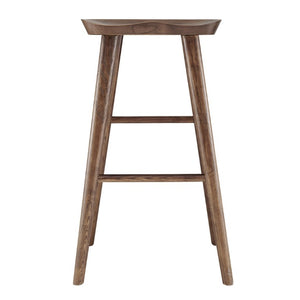 EuroStyle Vieno Solid Elm Wood Bar Stool FSC Certified Organic Minimalist Kitchen Island Seating Walnut 39110-WAL