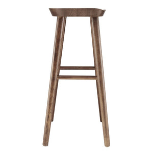EuroStyle Vieno Solid Elm Wood Bar Stool FSC Certified Organic Minimalist Kitchen Island Seating Walnut 39110-WAL