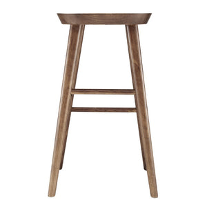 EuroStyle Vieno Solid Elm Wood Bar Stool FSC Certified Organic Minimalist Kitchen Island Seating Walnut 39110-WAL