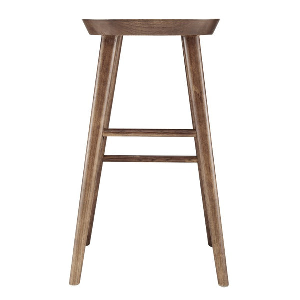 EuroStyle Vieno Solid Elm Wood Bar Stool FSC Certified Organic Minimalist Kitchen Island Seating Walnut 39110-WAL