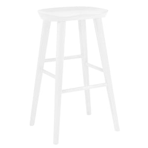 Eurostyle Vieno Bar Stool - Contemporary Solid Elm Wood Design For Minimalist Interior Aesthetic And Comfort White Solid Elm Wood 39110-wht
