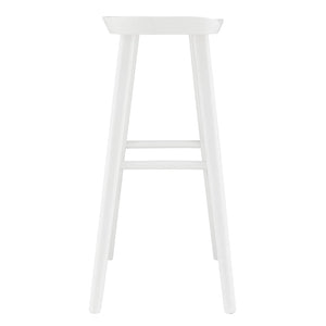 Eurostyle Vieno Bar Stool - Contemporary Solid Elm Wood Design For Minimalist Interior Aesthetic And Comfort White Solid Elm Wood 39110-wht