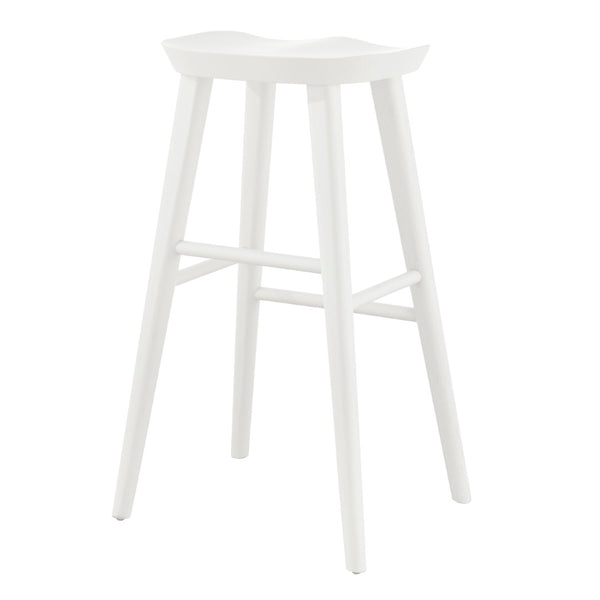Eurostyle Vieno Bar Stool - Contemporary Solid Elm Wood Design For Minimalist Interior Aesthetic And Comfort White Solid Elm Wood 39110-wht