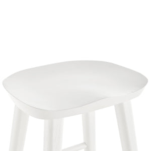 Eurostyle Vieno Bar Stool - Contemporary Solid Elm Wood Design For Minimalist Interior Aesthetic And Comfort White Solid Elm Wood 39110-wht