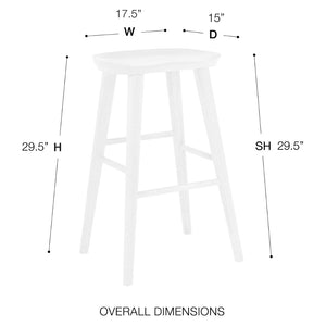 Eurostyle Vieno Bar Stool - Contemporary Solid Elm Wood Design For Minimalist Interior Aesthetic And Comfort White Solid Elm Wood 39110-wht
