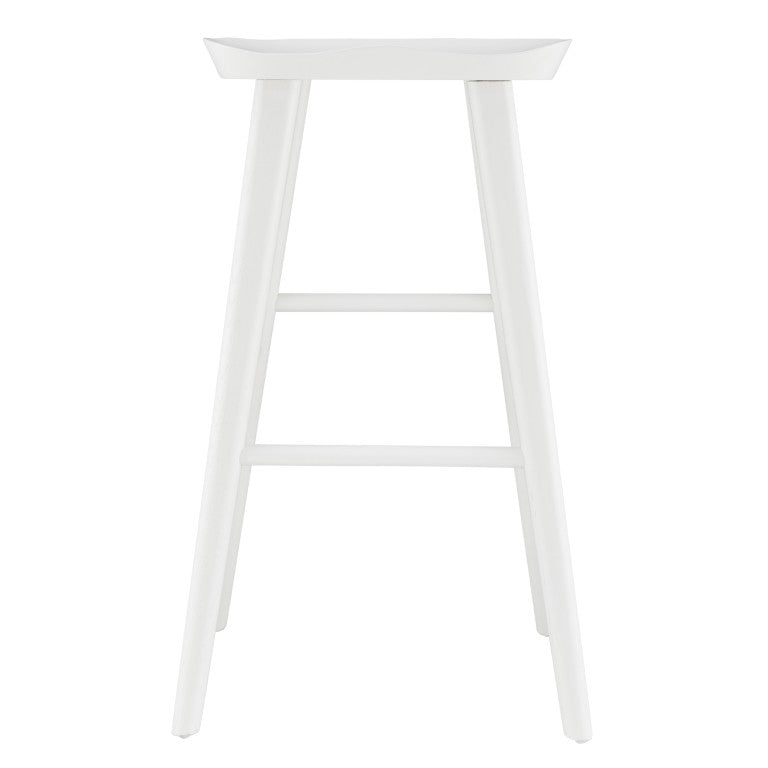 EuroStyle Vieno Solid Elm Wood Bar Stool FSC Certified Organic Minimalist Kitchen Island Seating White 39110-WHT