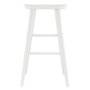 EuroStyle Vieno Solid Elm Wood Bar Stool FSC Certified Organic Minimalist Kitchen Island Seating White 39110-WHT