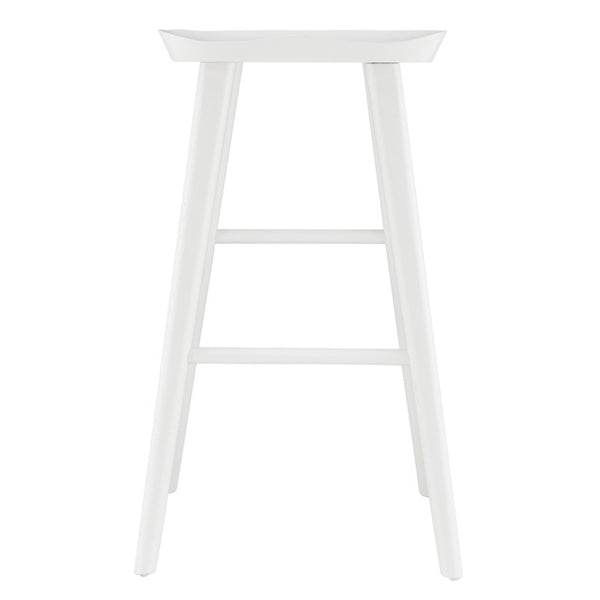 EuroStyle Vieno Solid Elm Wood Bar Stool FSC Certified Organic Minimalist Kitchen Island Seating White 39110-WHT