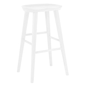 EuroStyle Vieno Solid Elm Wood Bar Stool FSC Certified Organic Minimalist Kitchen Island Seating White 39110-WHT