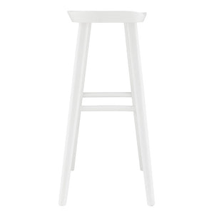 EuroStyle Vieno Solid Elm Wood Bar Stool FSC Certified Organic Minimalist Kitchen Island Seating White 39110-WHT