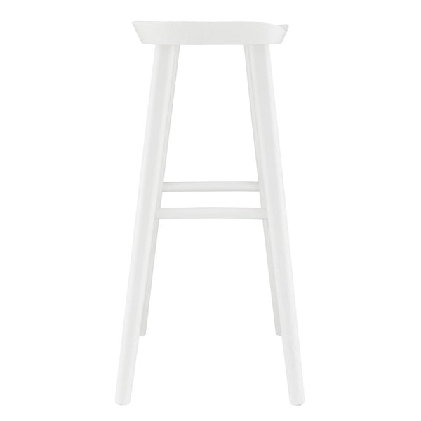 EuroStyle Vieno Solid Elm Wood Bar Stool FSC Certified Organic Minimalist Kitchen Island Seating White 39110-WHT