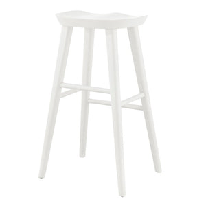EuroStyle Vieno Solid Elm Wood Bar Stool FSC Certified Organic Minimalist Kitchen Island Seating White 39110-WHT
