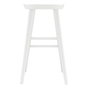 EuroStyle Vieno Solid Elm Wood Bar Stool FSC Certified Organic Minimalist Kitchen Island Seating White 39110-WHT