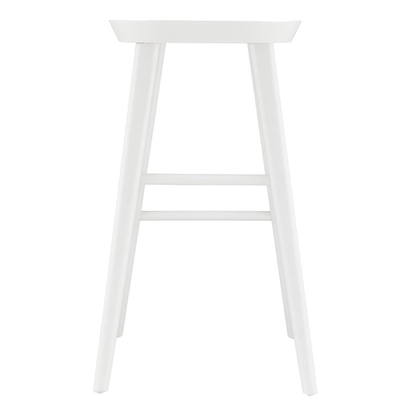 EuroStyle Vieno Solid Elm Wood Bar Stool FSC Certified Organic Minimalist Kitchen Island Seating White 39110-WHT