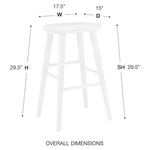 EuroStyle Vieno Solid Elm Wood Bar Stool FSC Certified Organic Minimalist Kitchen Island Seating White 39110-WHT