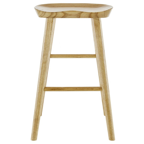 EuroStyle Vieno Solid Elm Wood Bar Stool FSC Certified Organic Minimalist Kitchen Island Seating Natural 39110
