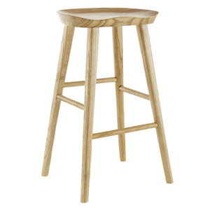 EuroStyle Vieno Solid Elm Wood Bar Stool FSC Certified Organic Minimalist Kitchen Island Seating Natural 39110