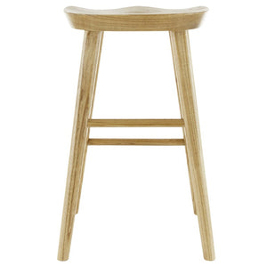 EuroStyle Vieno Solid Elm Wood Bar Stool FSC Certified Organic Minimalist Kitchen Island Seating Natural 39110