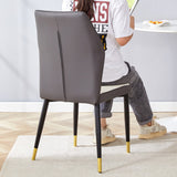 English Elm 4 Modern Dining Chairs With Stylish Pu Patterned Backrest and Black Metal Legs For A Comfortable Home Experience In The Kitchen, Bedroom and Office.