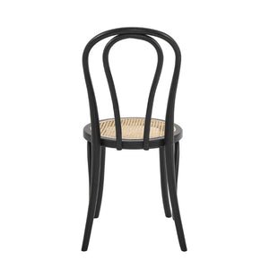EuroStyle Marko Art Deco Bentwood Dining Chair Set Solid Beech Cane Seat Matte Black Frame 39116MTBLK