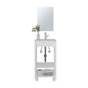English Elm Brady Mirror Bathroom Cabinet with Bolonia Mirror, One Door, Drawer & Open Shelf, White - Compact Elegance B200P335374