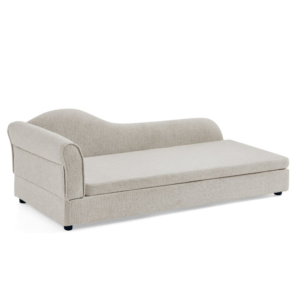 English Elm Oversized Pet Sofa Linen Upholstered Wave Backrest for Large Dogs Modern Living W487P430331