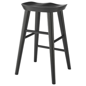 EuroStyle Vieno Solid Elm Wood Counter Stool Sculptural Cut-Out Seat for Kitchen Islands Black 39133-BLK