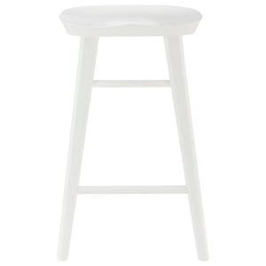 EuroStyle Vieno Solid Elm Wood Counter Stool Sculptural Cut-Out Seat for Kitchen Islands White 39133-WHT