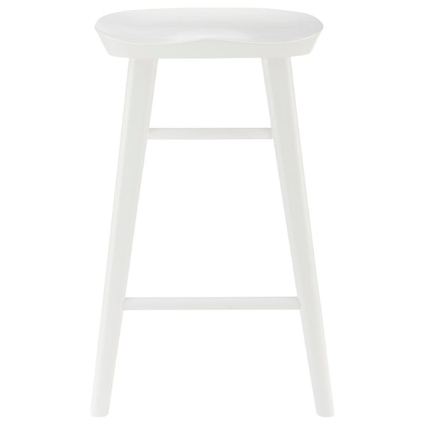 EuroStyle Vieno Solid Elm Wood Counter Stool Sculptural Cut-Out Seat for Kitchen Islands White 39133-WHT