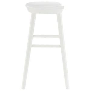 EuroStyle Vieno Solid Elm Wood Counter Stool Sculptural Cut-Out Seat for Kitchen Islands White 39133-WHT