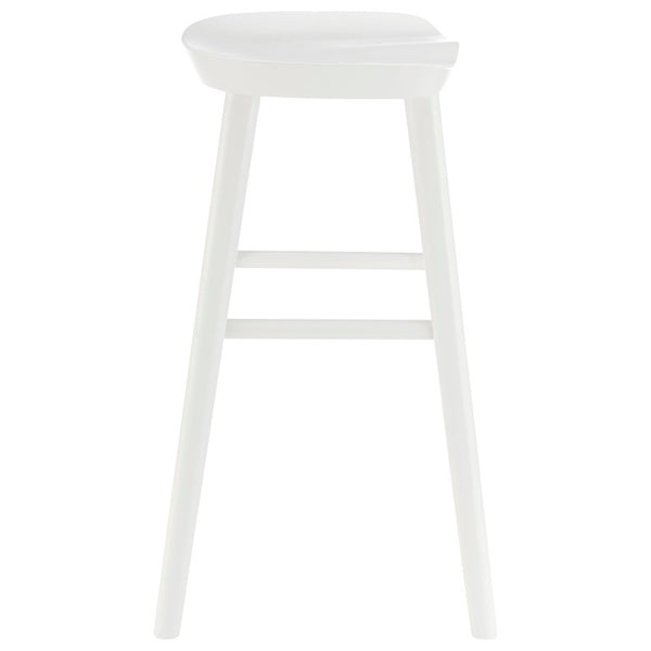 EuroStyle Vieno Solid Elm Wood Counter Stool Sculptural Cut-Out Seat for Kitchen Islands White 39133-WHT