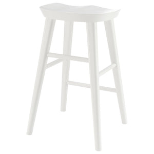 EuroStyle Vieno Solid Elm Wood Counter Stool Sculptural Cut-Out Seat for Kitchen Islands White 39133-WHT